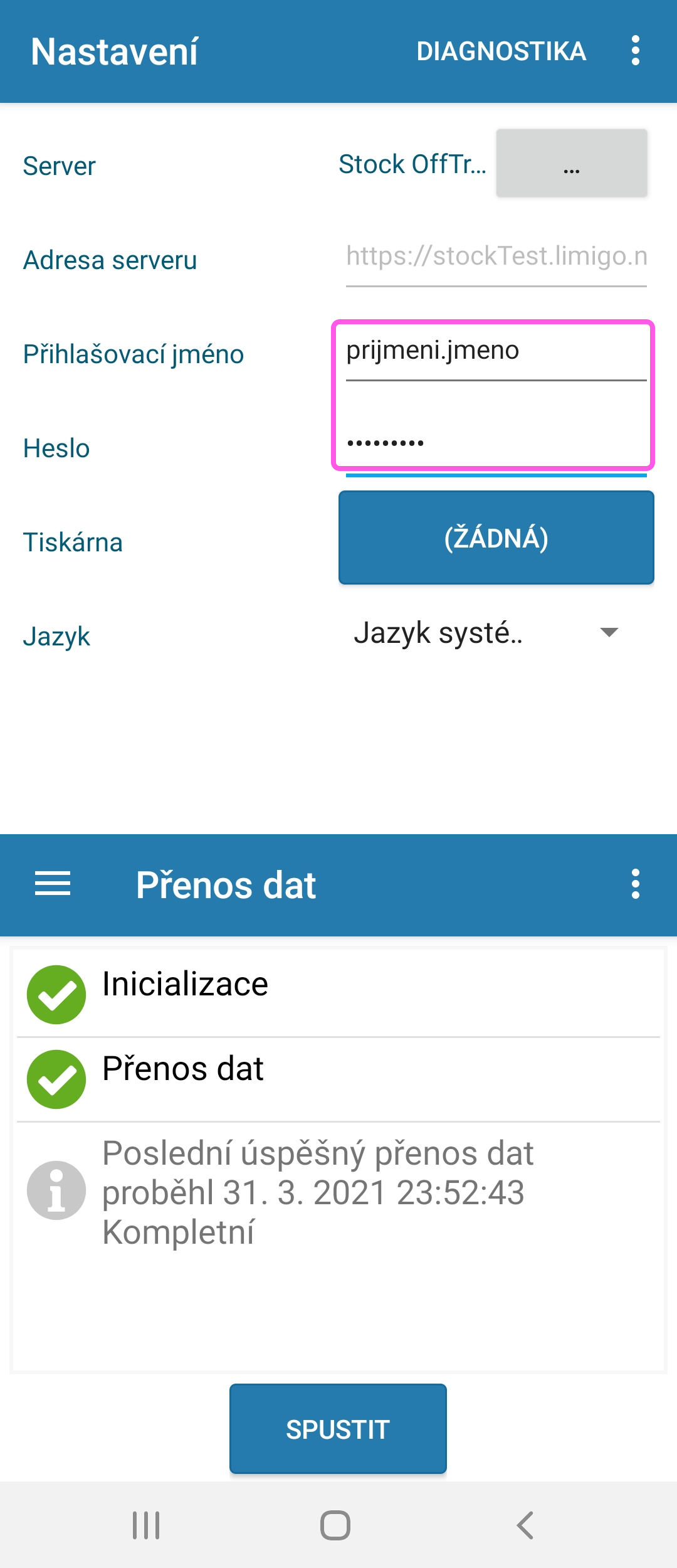 Main menu